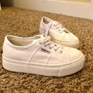 Superga Acot Linea platform white sneakers
